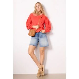 Evereve Samantha Puff Sleeve Sweatshirt | Coral | XL